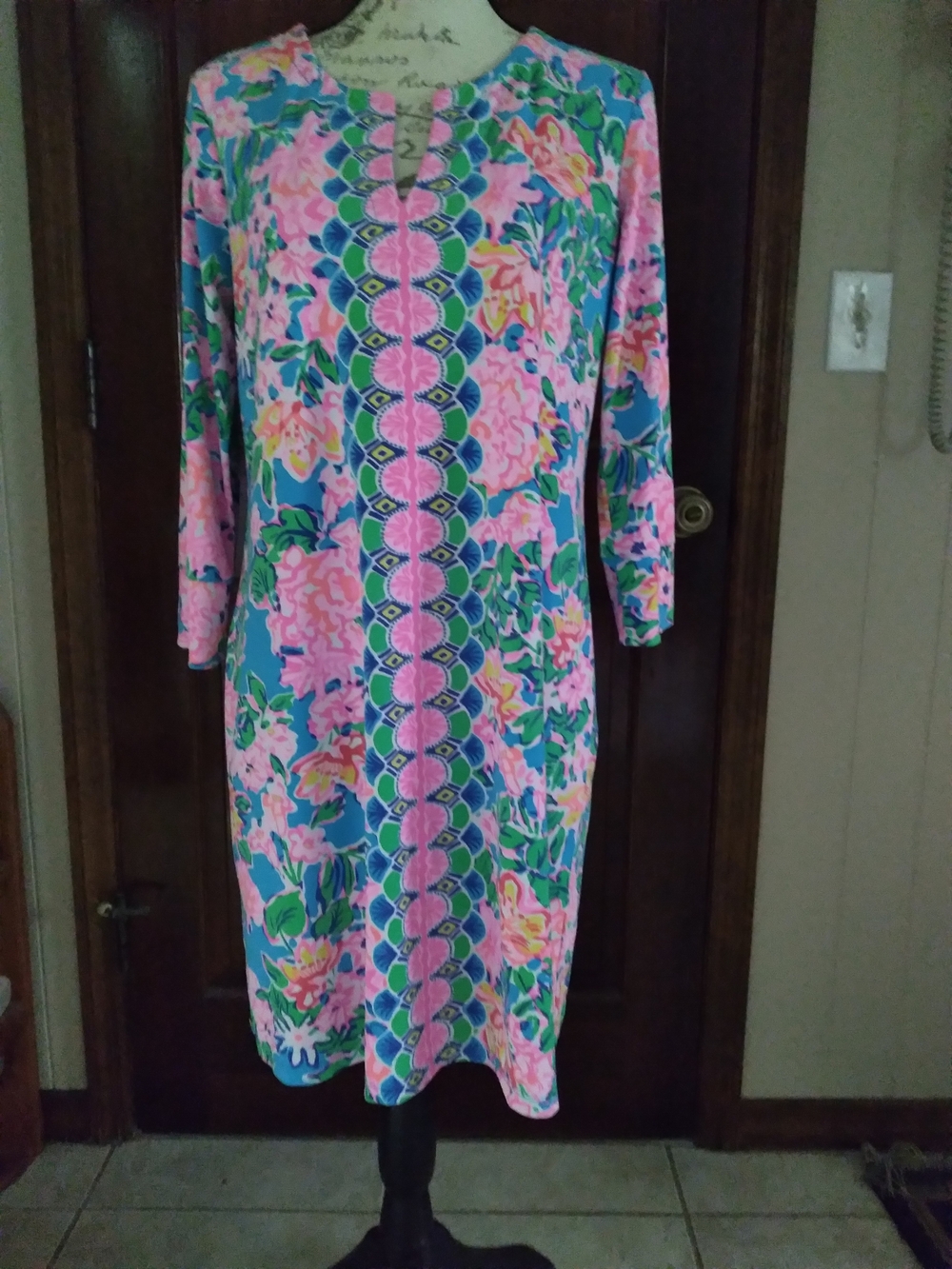 Lilly Pulitzer Pink and Blue Floral Midi Shift Dress